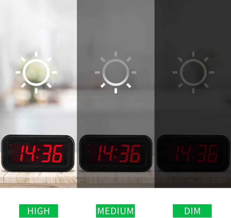 KWANWA Alarm Clock  LED Digital Clock  Small Wall Clock  Battery Operated  Adjustable 3-Level Led Brightness  Dim Night Mode  12/24Hr  Cordless  Constantly 1.2'' Digits Display for Bedroom/Travel Easy to Set - Image 3